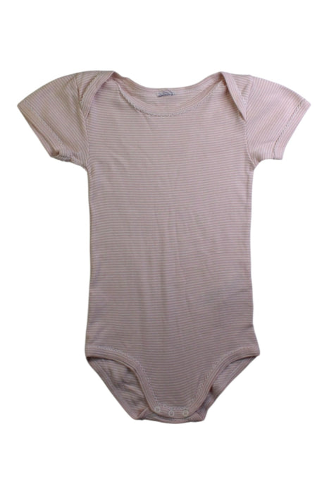 A Peach Short Sleeve Bodysuits from Petit Bateau in size 12-18M for girl. (Front View)