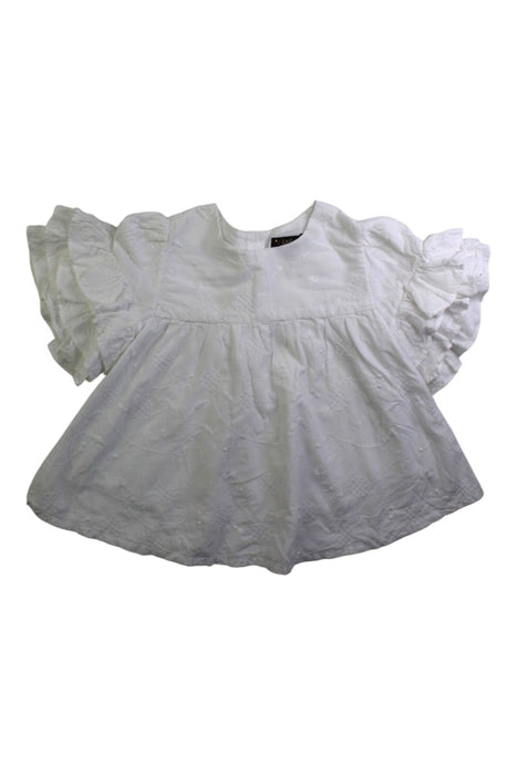 A White Short Sleeve Tops from Velveteen in size 4T for girl. (Front View)