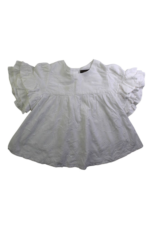 A White Short Sleeve Tops from Velveteen in size 4T for girl. (Front View)