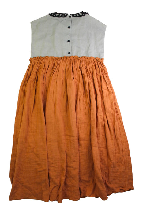 A Orange Sleeveless Dresses from Popelin in size 10Y for girl. (Back View)