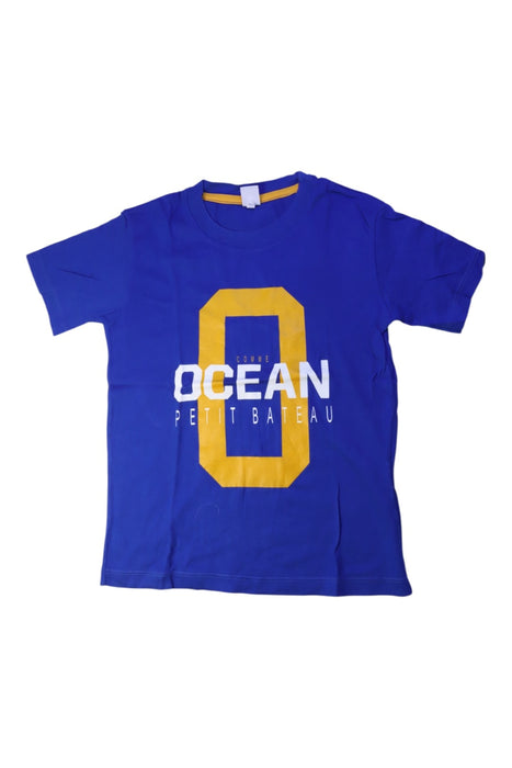 A Blue Short Sleeve T Shirts from Petit Bateau in size 10Y for boy. (Front View)
