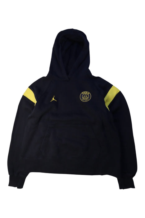 A Navy Hooded Sweatshirts from Air Jordan in size 10Y for boy. (Front View)