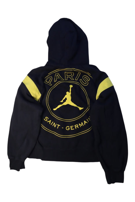 A Navy Hooded Sweatshirts from Air Jordan in size 10Y for boy. (Back View)