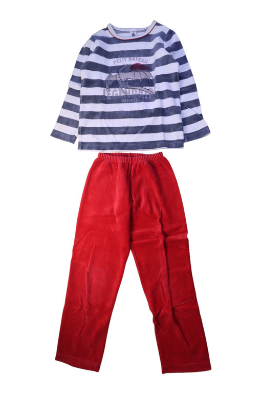 A Blue Pyjama Sets from Petit Bateau in size 8Y for boy. (Front View)