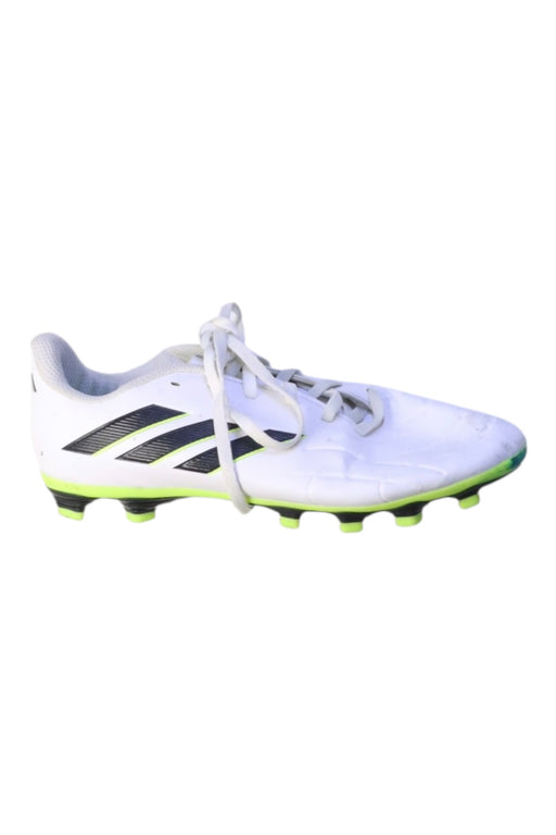 A White Cleats/Soccer Shoes from Adidas in size 12Y for boy. (Front View)