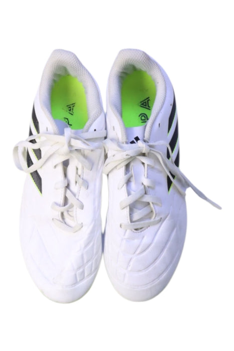 A White Cleats/Soccer Shoes from Adidas in size 12Y for boy. (Back View)
