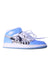 A Blue Sneakers from Air Jordan in size 11Y for boy. (Front View)
