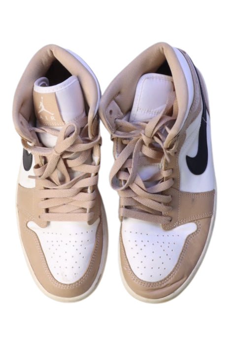 A Beige Sneakers from Air Jordan in size 13Y for boy. (Back View)