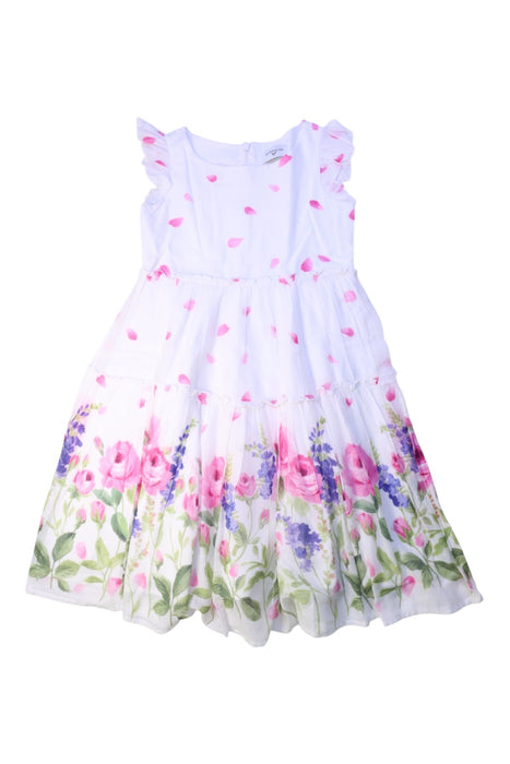 A White Sleeveless Dresses from Monnalisa in size 6T for girl. (Front View)