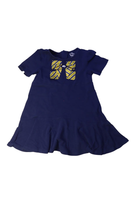 A Blue Short Sleeve Dresses from Kingkow in size 4T for girl. (Front View)