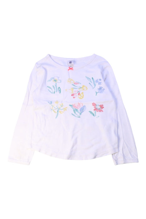 A White Long Sleeve Tops from Petit Bateau in size 4T for girl. (Front View)