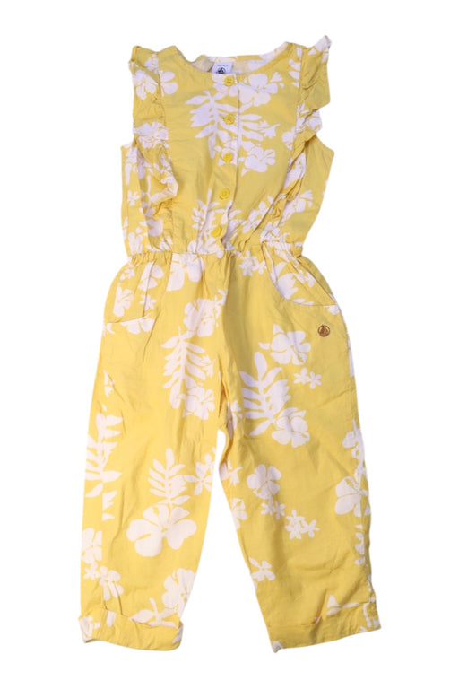 A Yellow Sleeveless Rompers from Petit Bateau in size 4T for girl. (Front View)