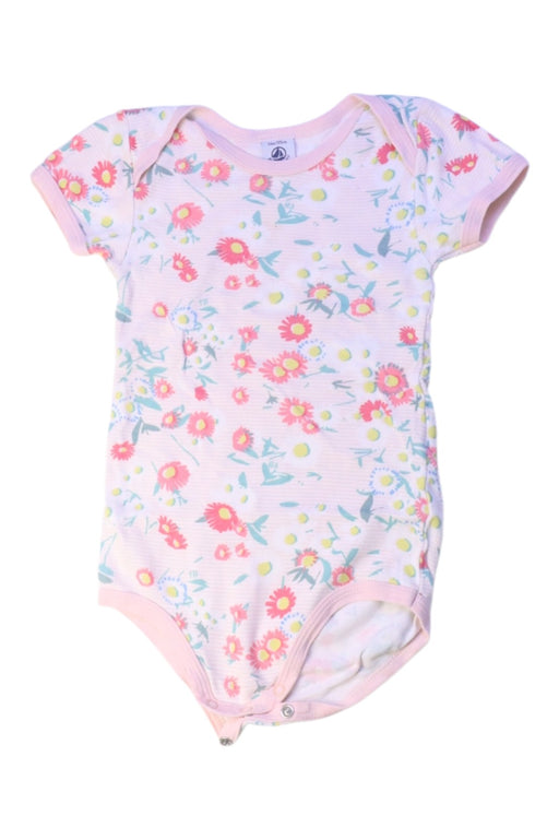 A Pink Short Sleeve Bodysuits from Petit Bateau in size 3T for girl. (Front View)