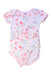 A Pink Short Sleeve Bodysuits from Petit Bateau in size 3T for girl. (Front View)