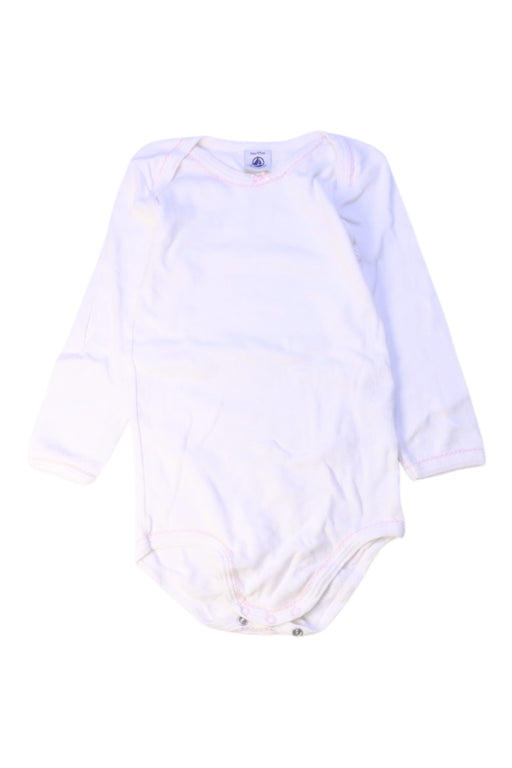 A White Long Sleeve Bodysuits from Petit Bateau in size 3T for girl. (Front View)