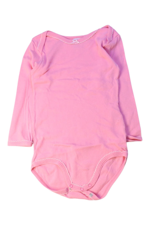 A Pink Long Sleeve Bodysuits from Petit Bateau in size 3T for girl. (Front View)