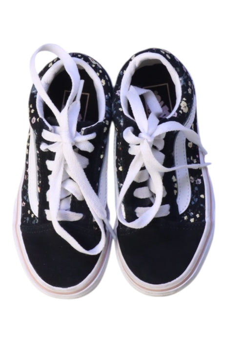 A Black Sneakers from Vans in size 4T for girl. (Back View)