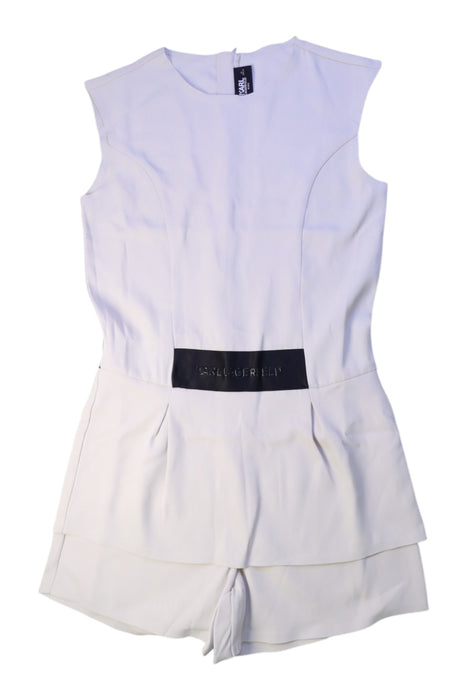 A White Sleeveless Rompers from Karl Lagerfeld in size 12Y for girl. (Front View)