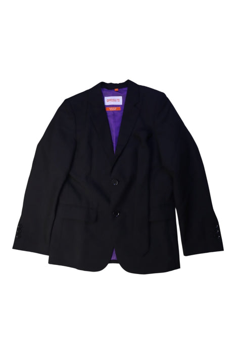 A Black Suits from Opposuits in size 12Y for boy. (Front View)