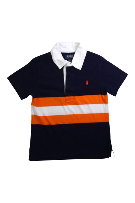 A Navy Short Sleeve Polos from Polo Ralph Lauren in size 5T for boy. (Front View)