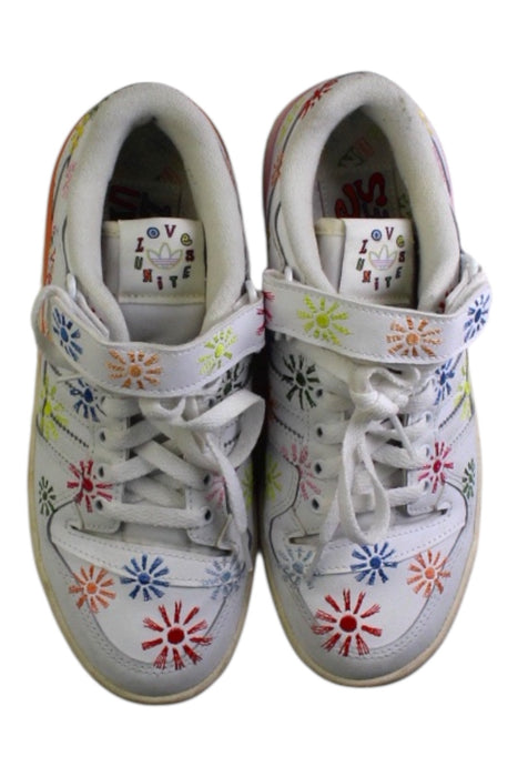 A White Sneakers from Adidas in size 12Y for girl. (Back View)