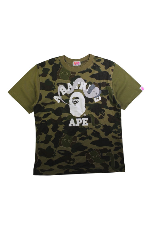 A Green Short Sleeve T Shirts from Bape by A Bathing Ape in size 12Y for boy. (Front View)