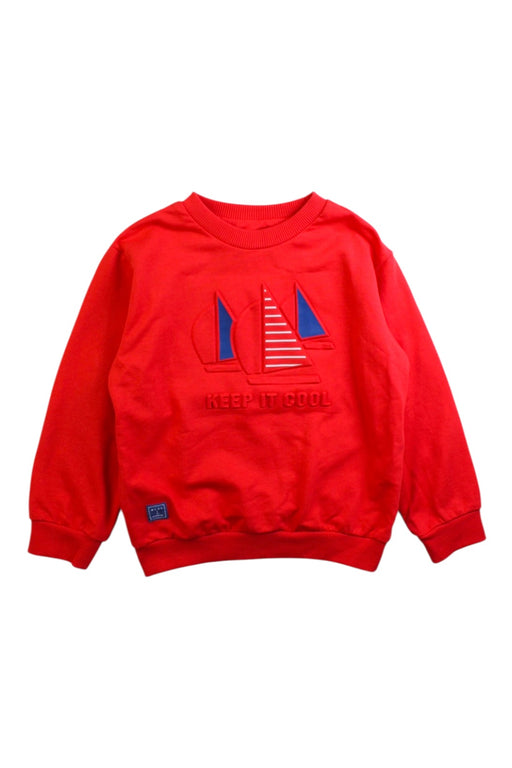A Red Crewneck Sweatshirts from Mayoral in size 4T for boy. (Front View)