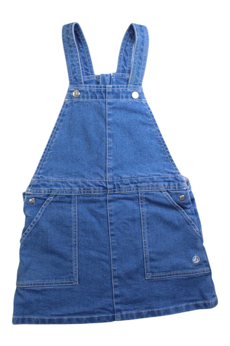 A Blue Long Overalls from Petit Bateau in size 4T for girl. (Front View)