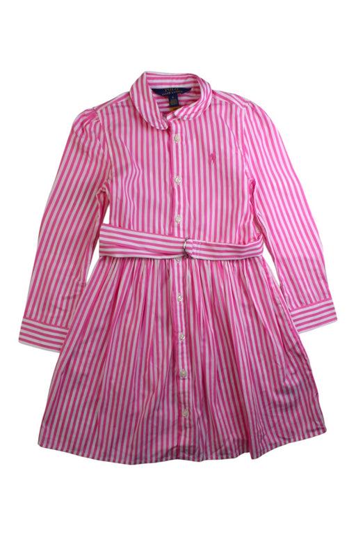 A Pink Long Sleeve Dresses from Polo Ralph Lauren in size 6T for girl. (Front View)