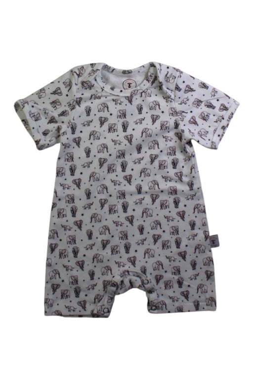 A White Short Sleeve Rompers from KendiKids in size 3-6M for neutral. (Front View)