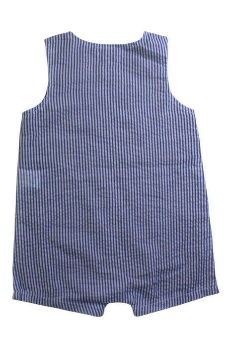 A Blue Sleeveless Rompers from Mudpie in size 6-12M for boy. (Back View)