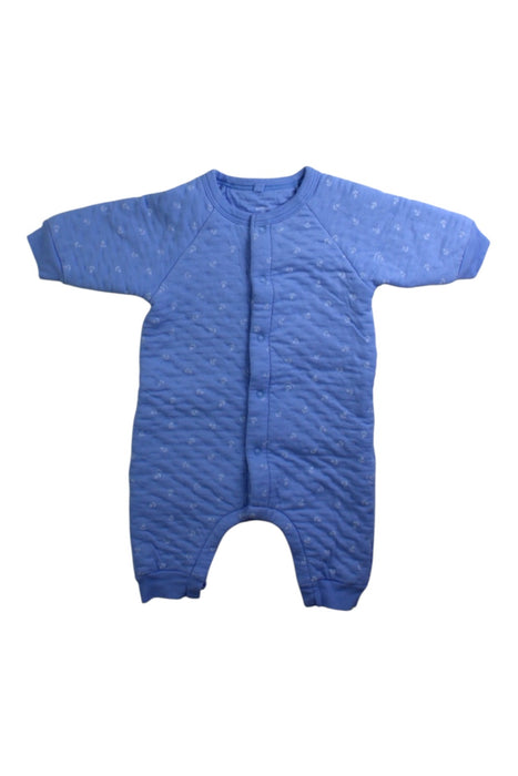 A Blue Onesies from Petit Bateau in size 0-3M for boy. (Front View)