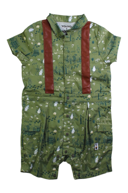 A Green Short Sleeve Rompers from Vauva in size 12-18M for boy. (Front View)