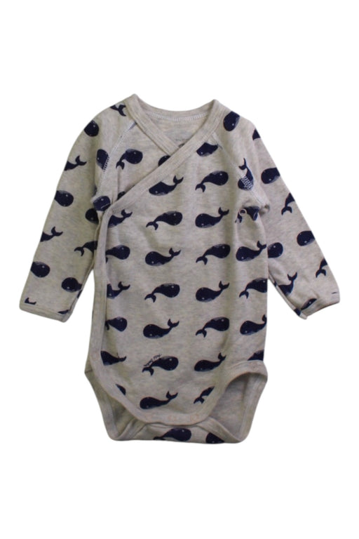 A Grey Long Sleeve Bodysuits from Petit Bateau in size 3-6M for boy. (Front View)