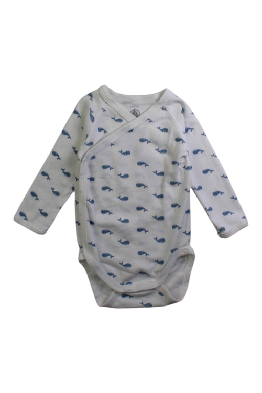A White Long Sleeve Bodysuits from Petit Bateau in size 3-6M for boy. (Front View)