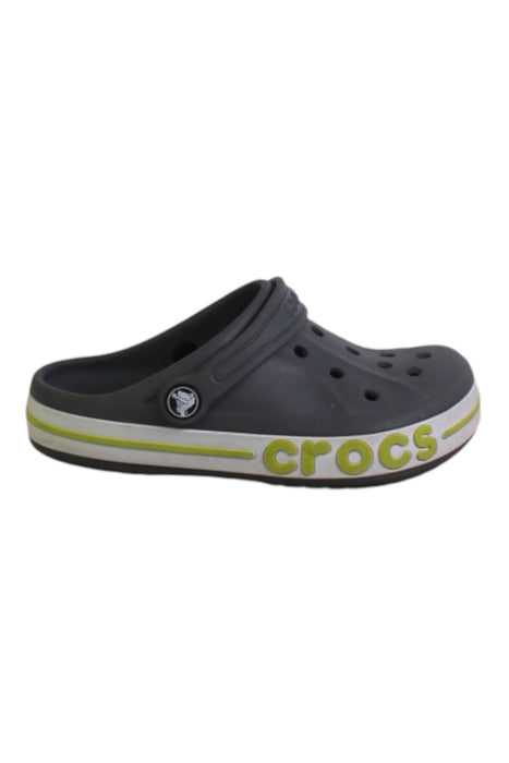 A Grey Slip Ons from Crocs in size 5T for boy. (Front View)