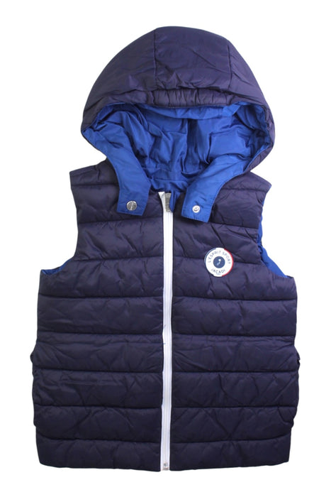 A Navy Outerwear Vests from Jacadi in size 6T for boy. (Front View)