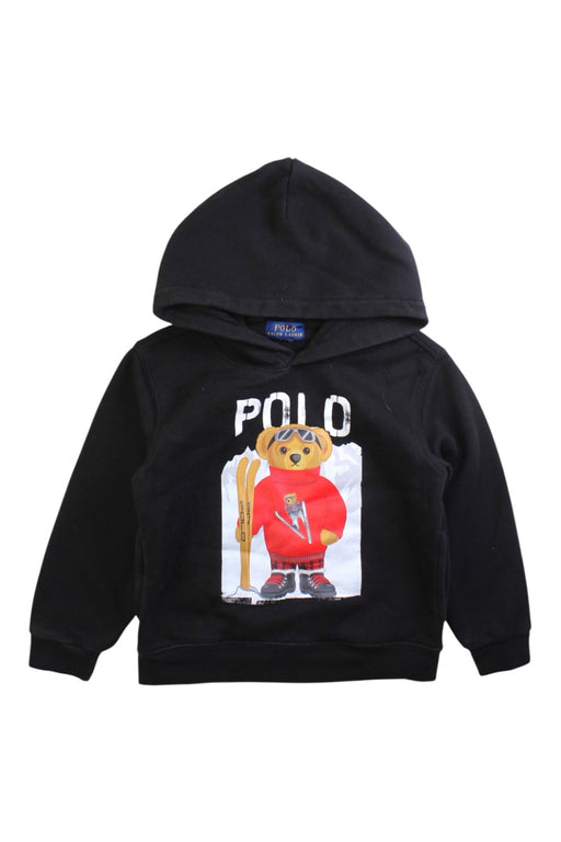 A Black Hooded Sweatshirts from Polo Ralph Lauren in size 5T for boy. (Front View)