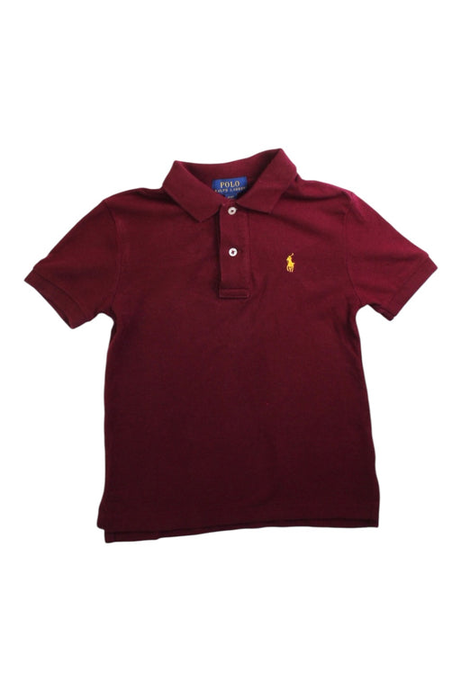 A Burgundy Short Sleeve Polos from Polo Ralph Lauren in size 3T for boy. (Front View)