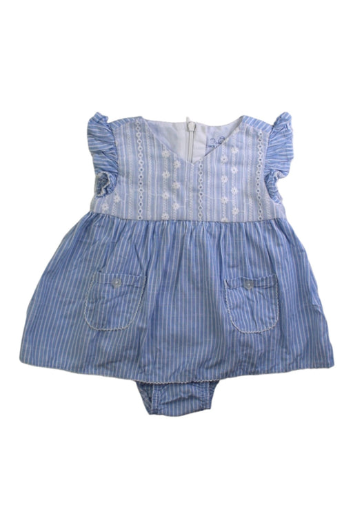 A Blue Sleeveless Dresses from Chickeeduck in size 6-12M for girl. (Front View)