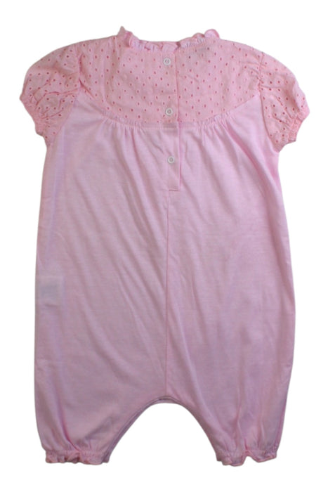 A Pink Short Sleeve Rompers from Coccobirillo in size 6-12M for girl. (Back View)