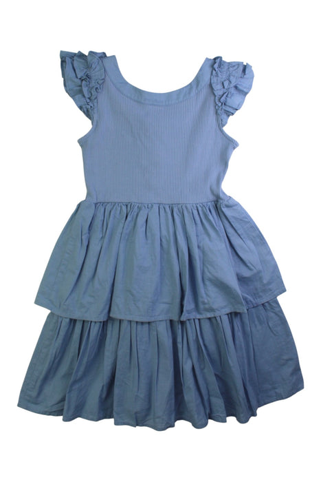 A Blue Sleeveless Dresses from Janie & Jack in size 8Y for girl. (Back View)