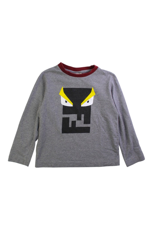 A Grey Long Sleeve T Shirts from Fendi in size 4T for boy. (Front View)