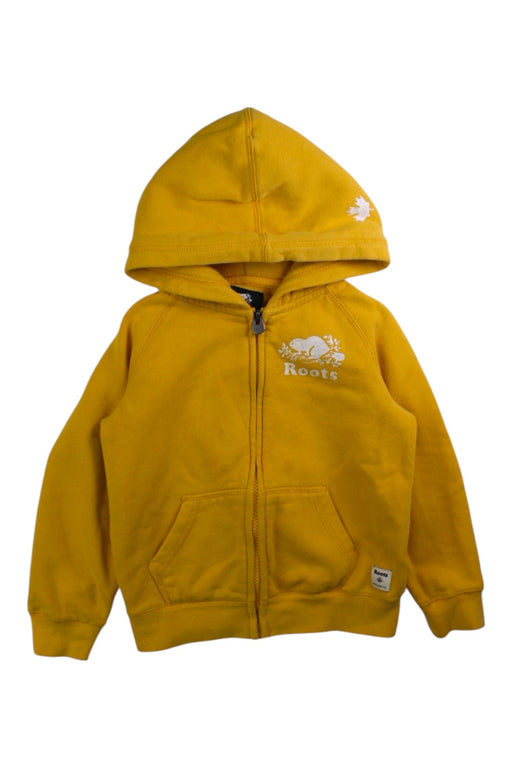 A Yellow Hooded Sweatshirts from Roots in size 5T for neutral. (Front View)