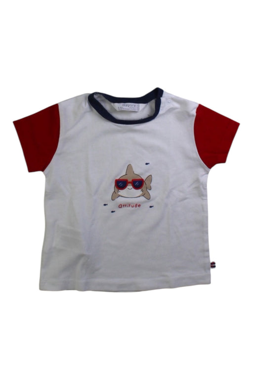 A White Short Sleeve T Shirts from Mayoral in size 3-6M for boy. (Front View)