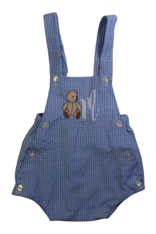 A Blue Overall Shorts from LITTLE NOSH in size 3-6M for boy. (Front View)