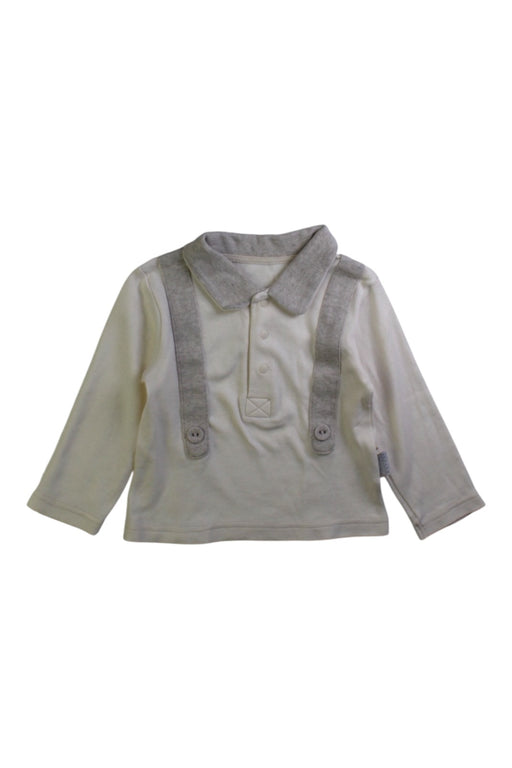 A White Long Sleeve Polos from Natures Purest in size 6-12M for boy. (Front View)