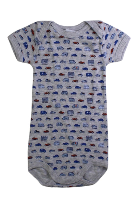 A Grey Short Sleeve Bodysuits from Petit Bateau in size 3-6M for boy. (Front View)
