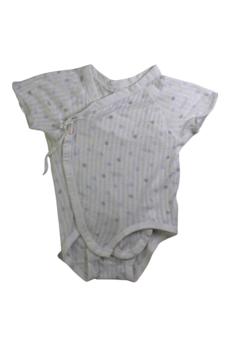 A White Short Sleeve Bodysuits from Mides in size 3-6M for neutral. (Front View)