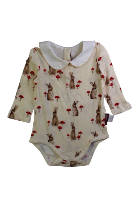 A Ivory Long Sleeve Bodysuits from Milkbarn in size 6-12M for girl. (Front View)